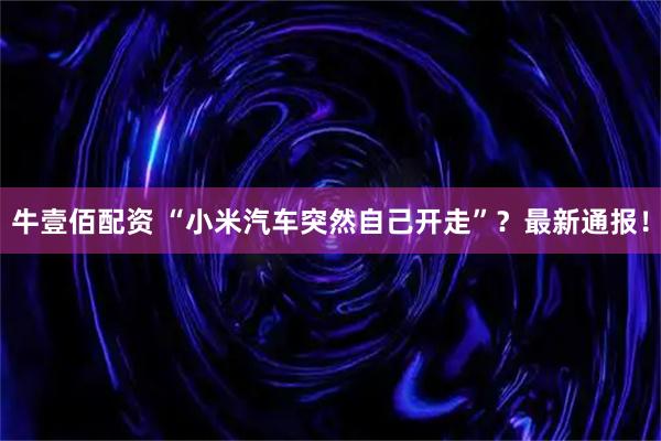 牛壹佰配资 “小米汽车突然自己开走”？最新通报！